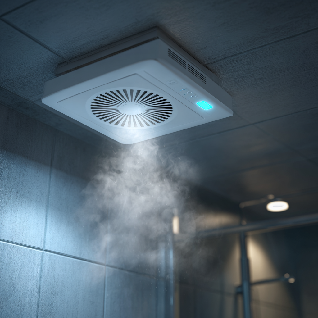 Modern bathroom exhaust fan with humidity sensor