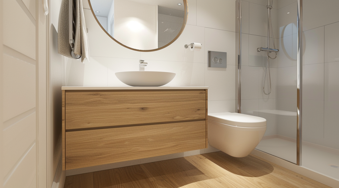 Corner sink and triangular shower in small San Jose bathroom