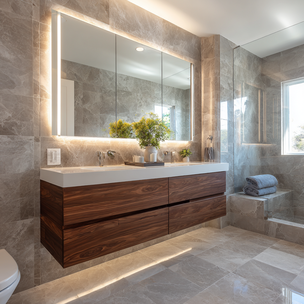 Completed luxury bathroom remodel in San Jose