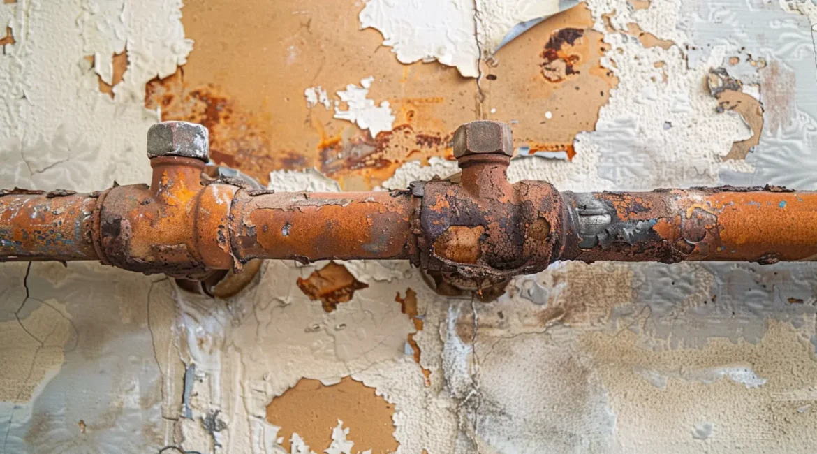 Corroded galvanized pipes exposed during San Jose remodel