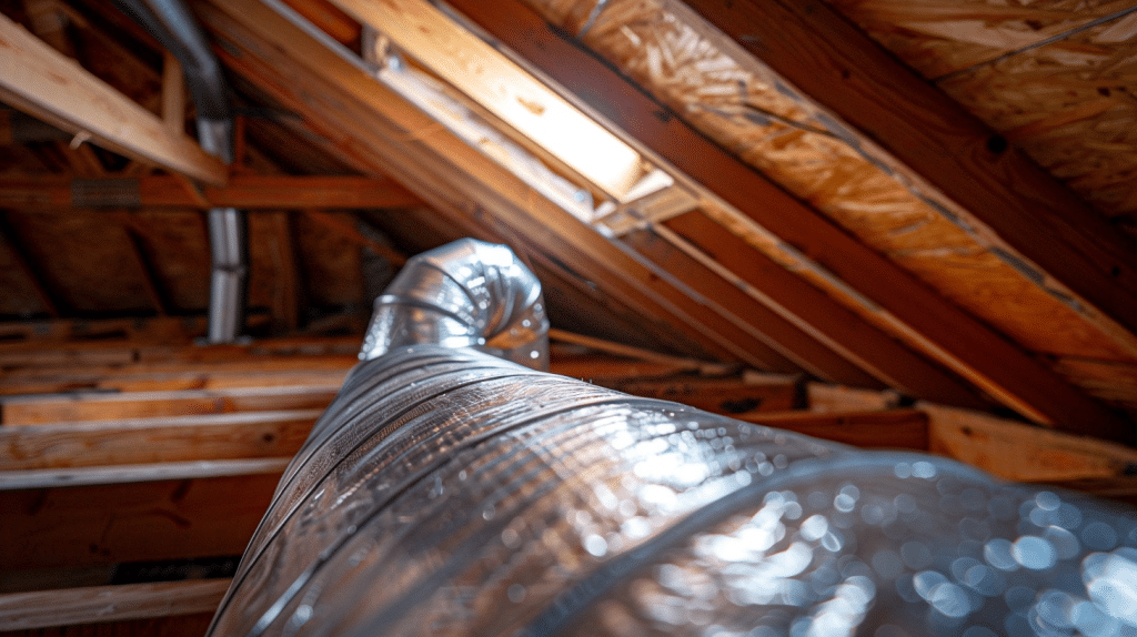 Insulated ventilation duct running to roof in San Jose bathroom