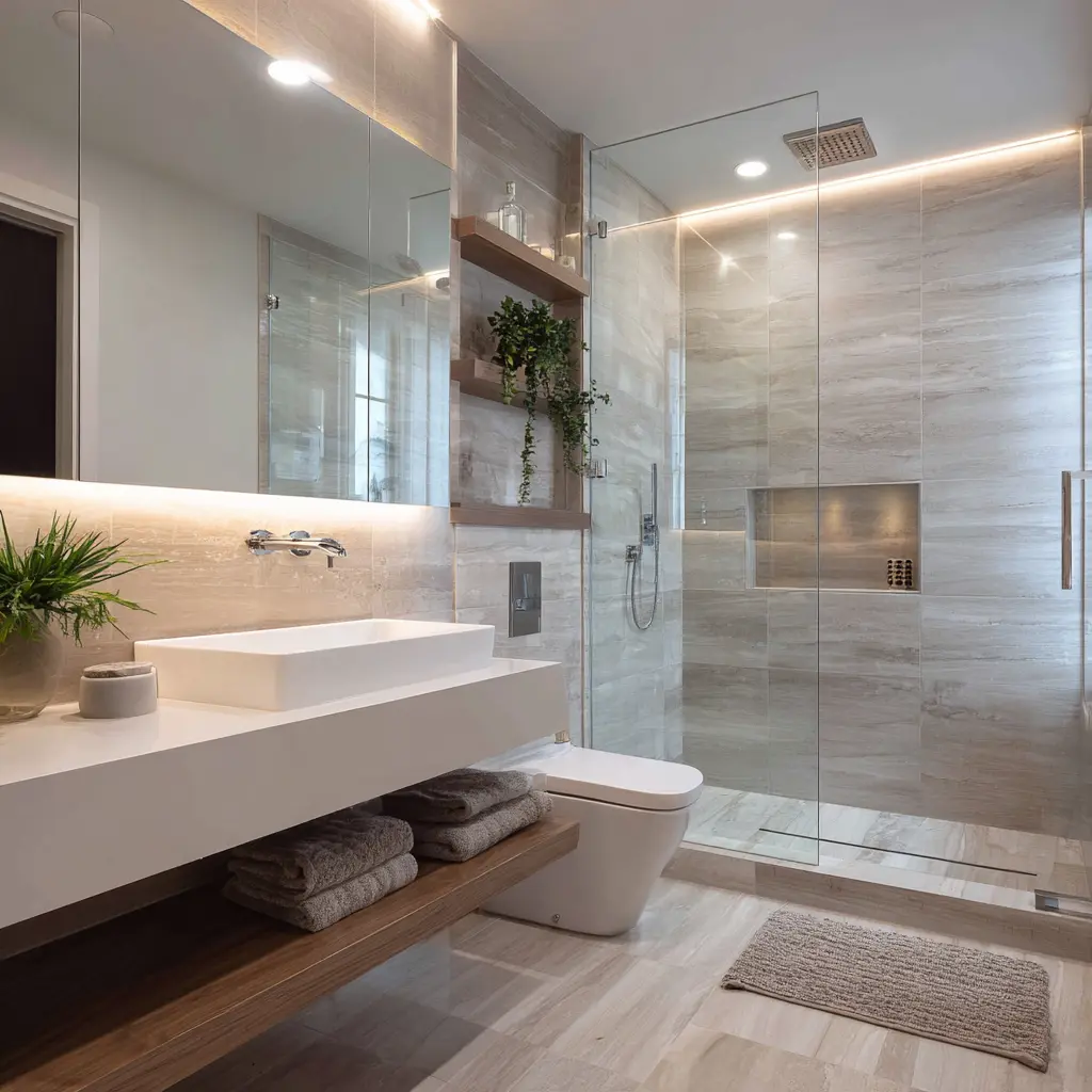small bathroom glass partition